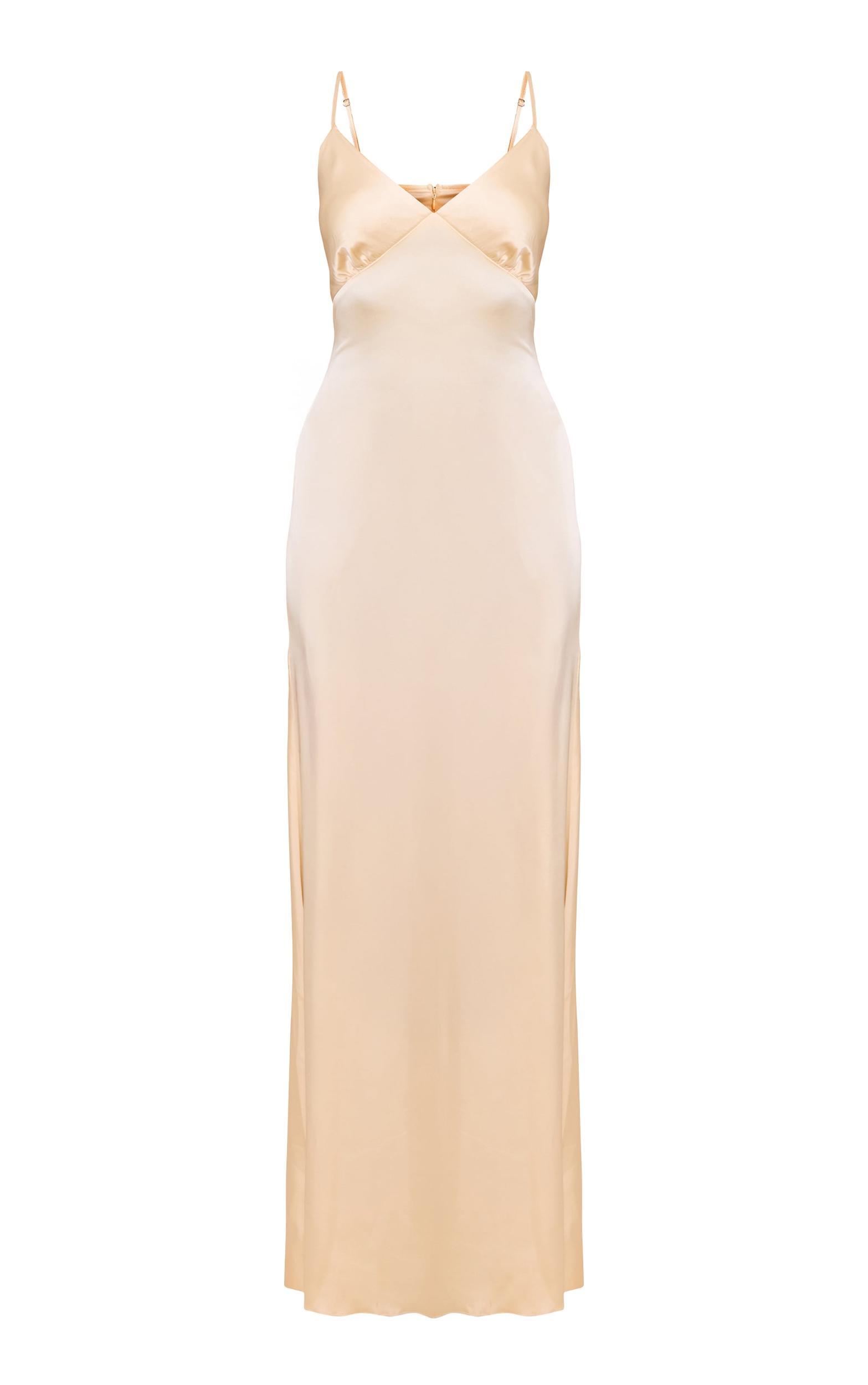 Lemon Satin Strappy Maxi Dress Product Image