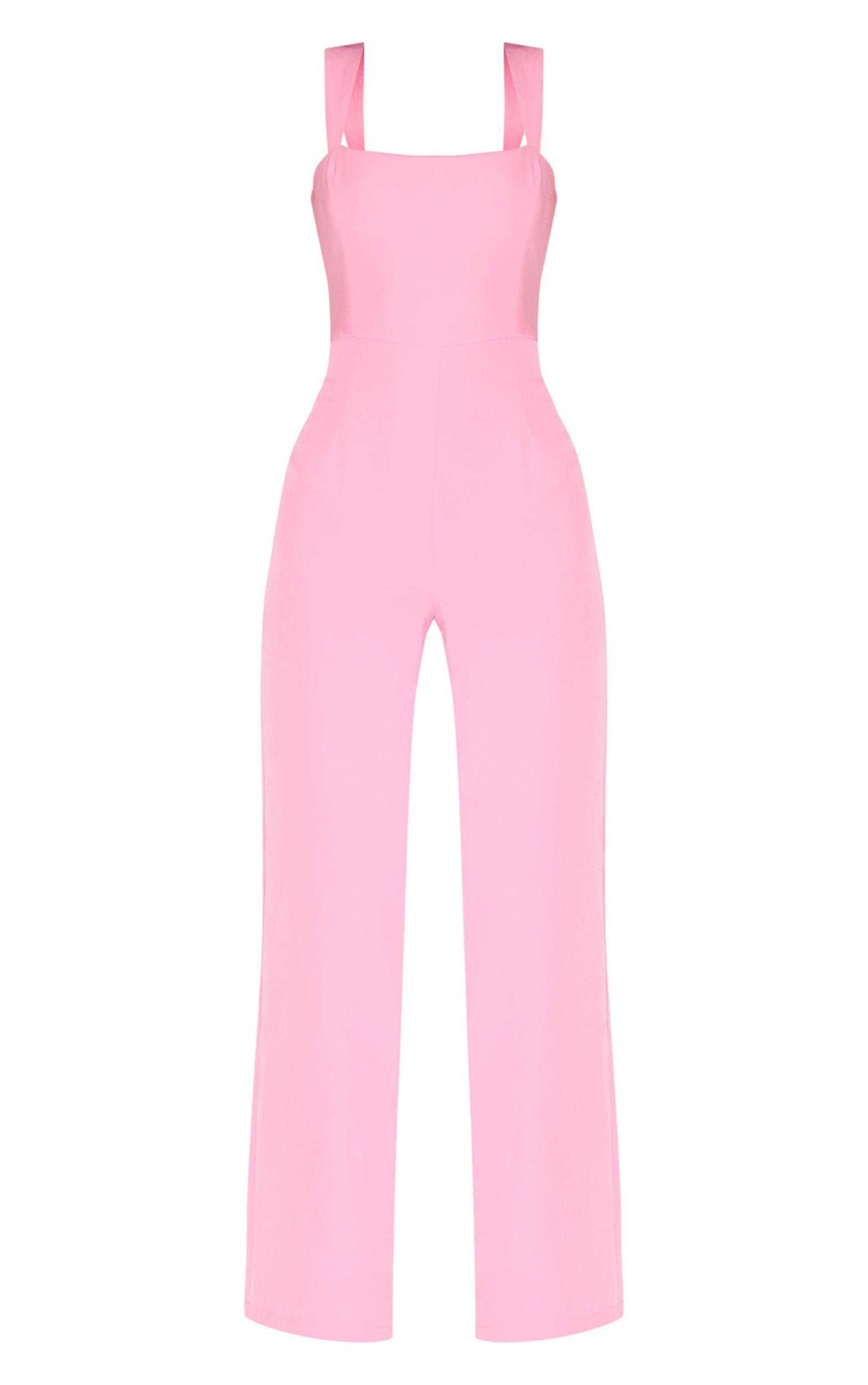 Pink Woven Cut Out Bow Detail Jumpsuit Product Image