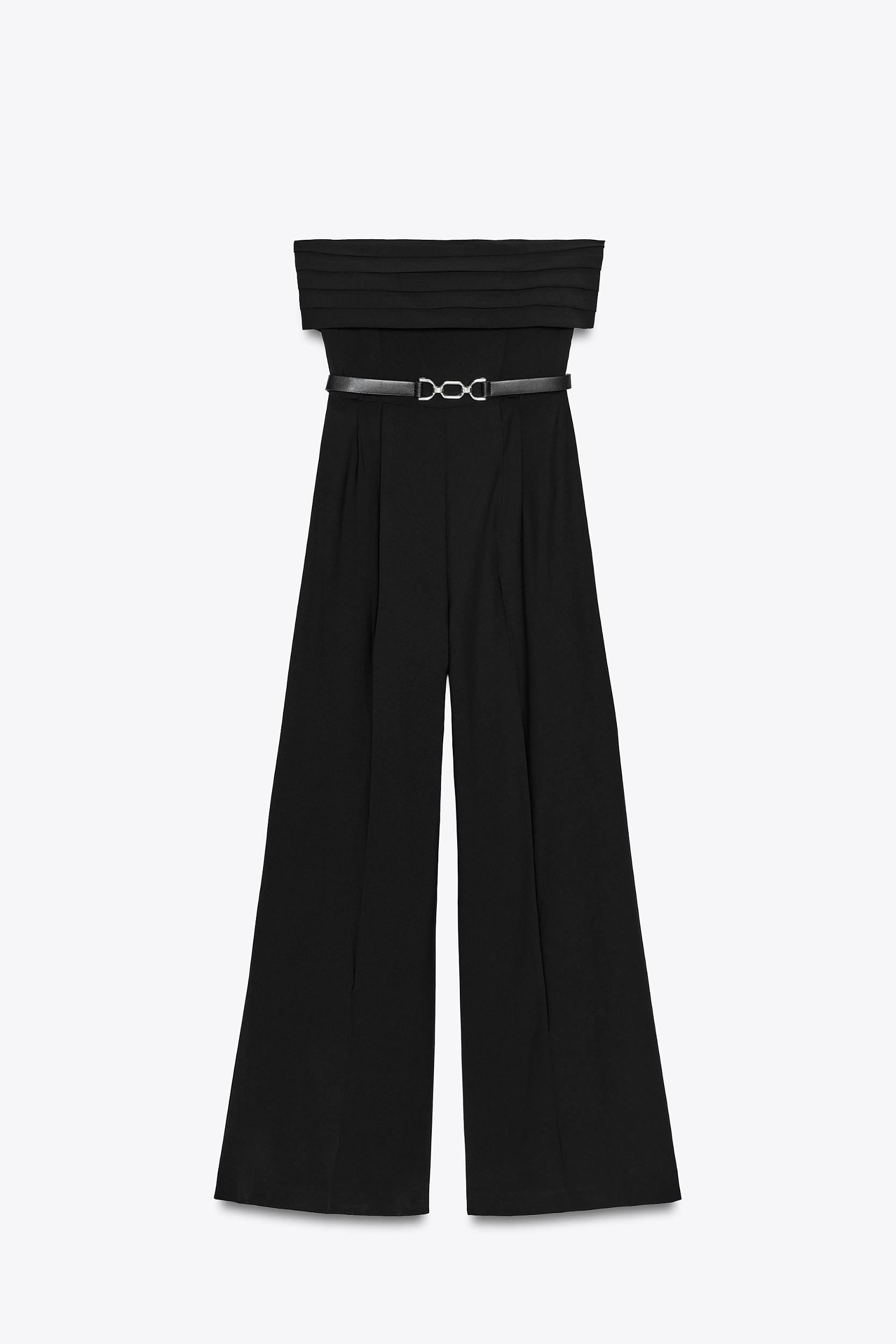 CREPE BUSTIER JUMPSUIT WITH BELT Product Image