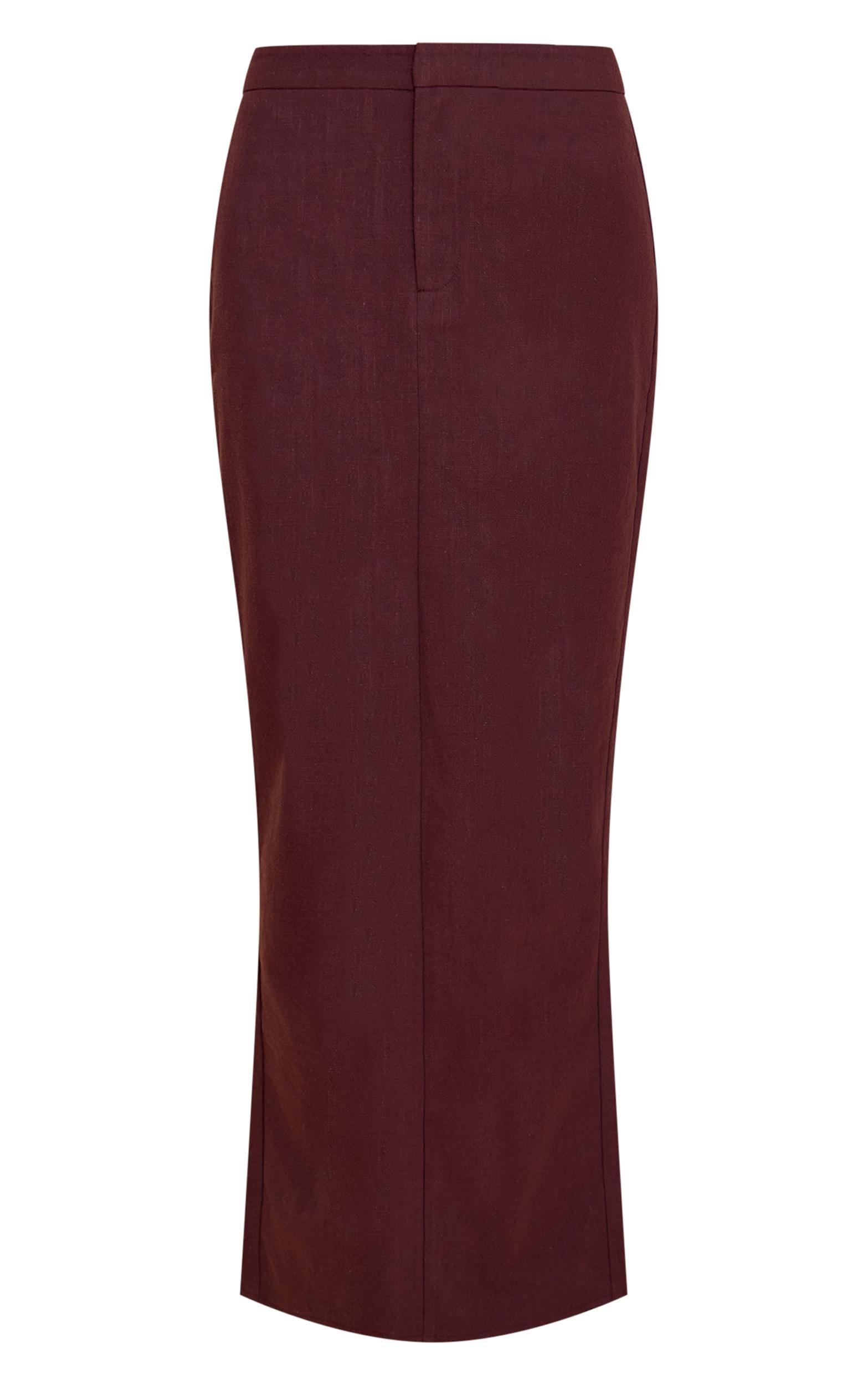 Deep Chocolate Premium Linen A Line Maxi Skirt Product Image