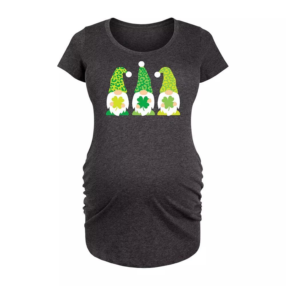 Maternity St Patricks Day Gnomes Graphic Tee, Womens Heather Grey Product Image