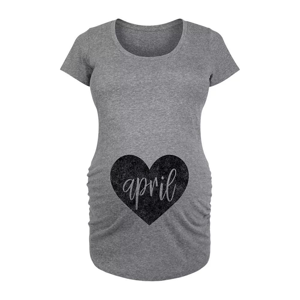 Maternity Heart August Graphic Tee, Womens Grey Gray Product Image