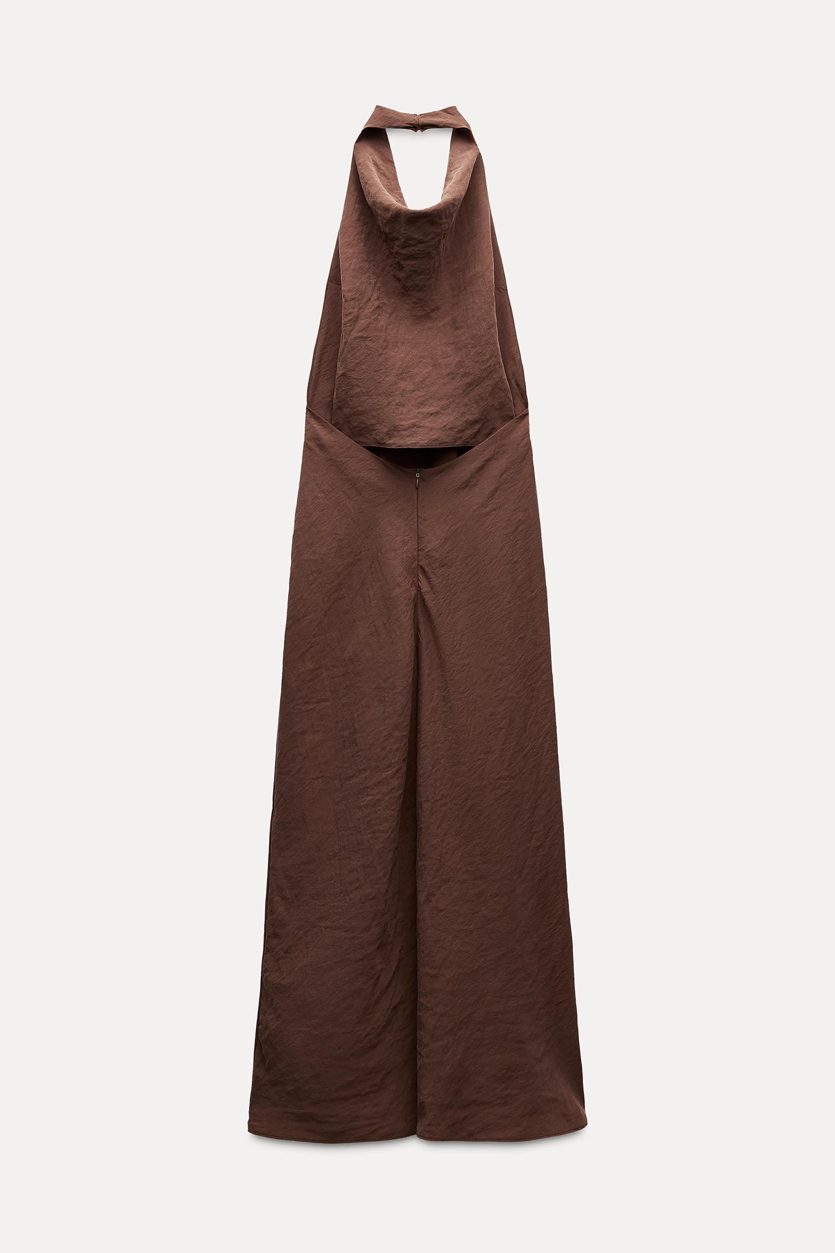 DRAPED HALTER MIDI DRESS Product Image