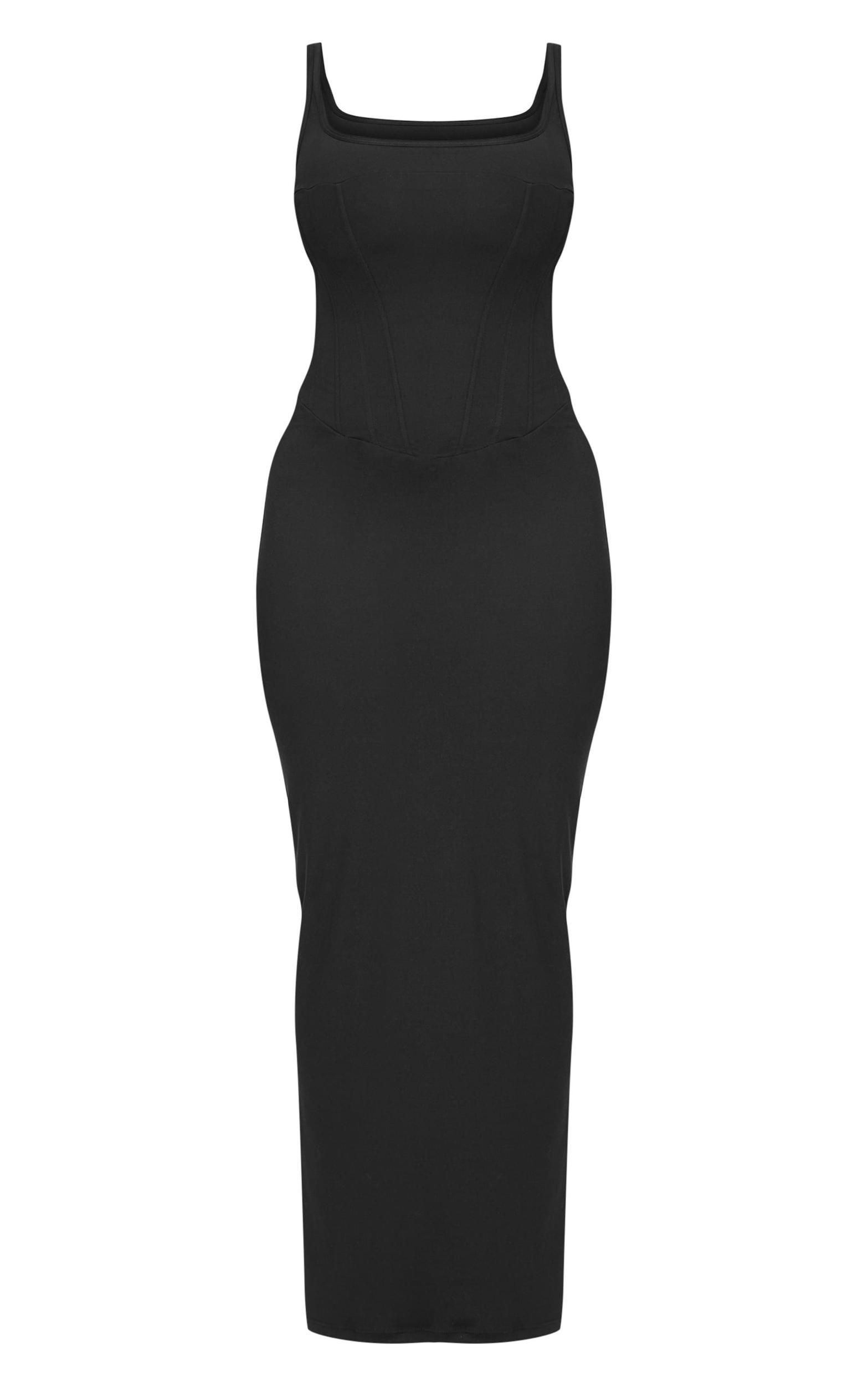 Shape Black Sculpt Square Neck Corseted Maxi Dress. Product Image