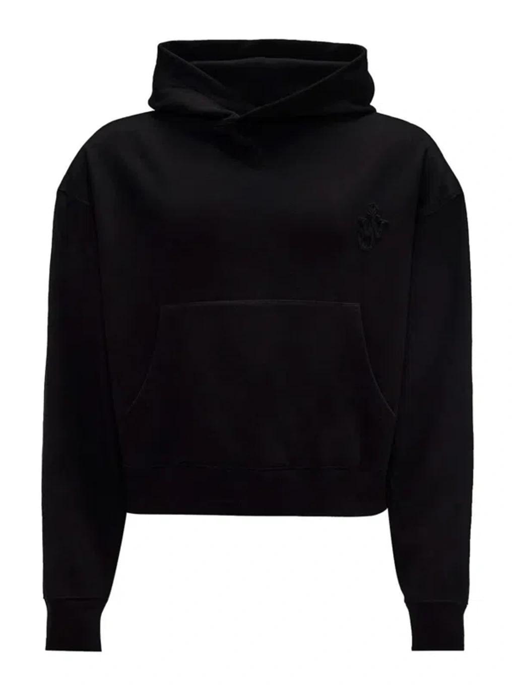 JW ANDERSON Logo-embroidered Organic Cotton Hoodie In Black   Product Image