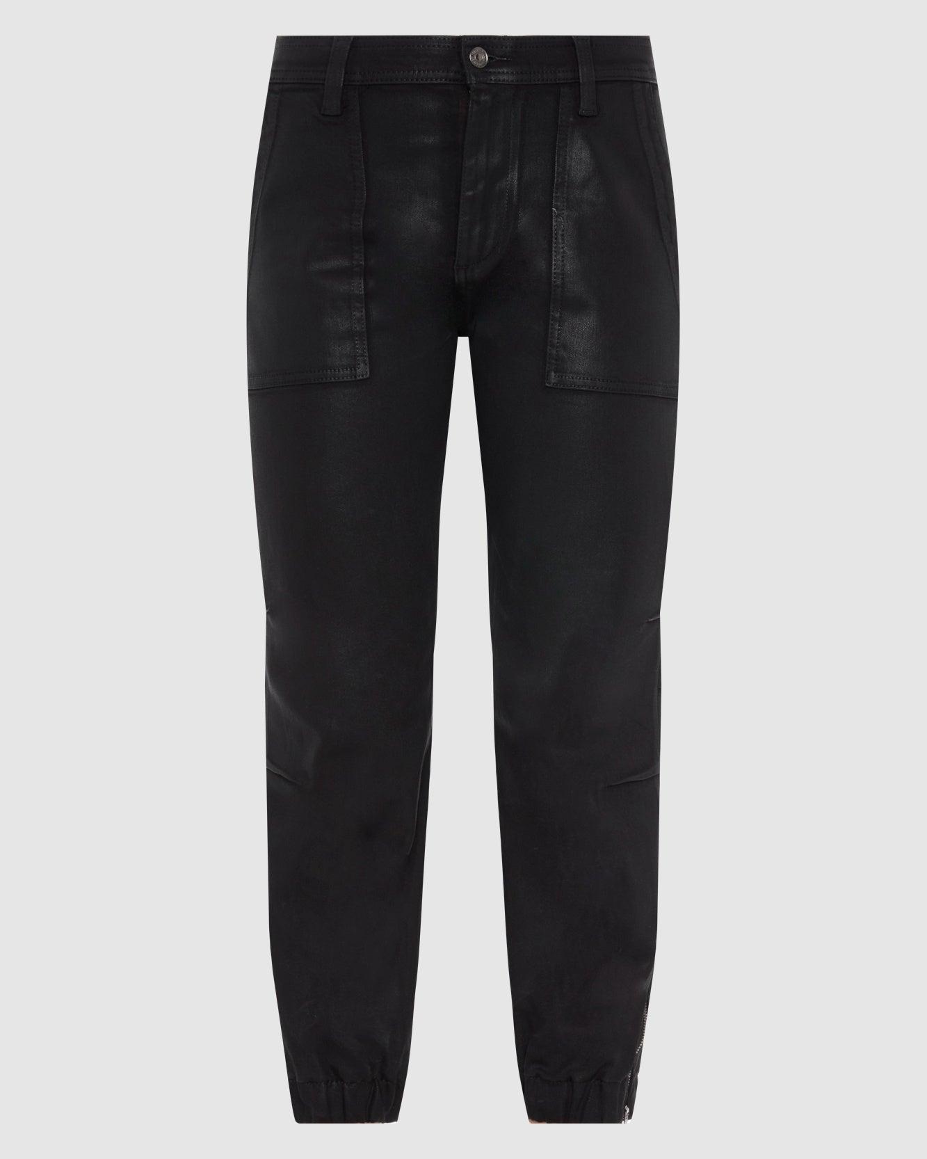 Darted Boyfriend Jogger In Coated Black Product Image