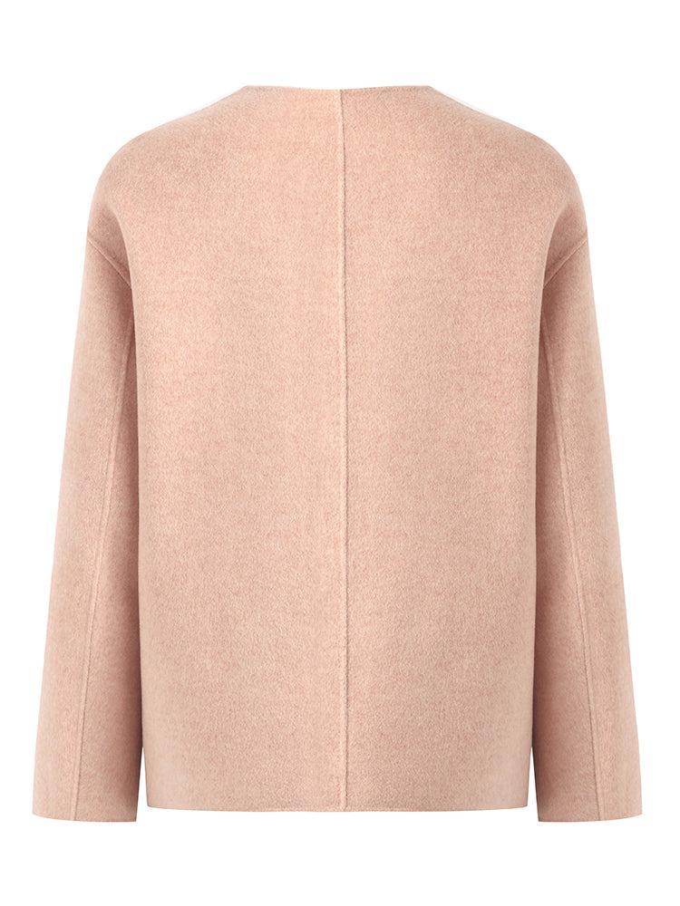 Pure Double-Faced Wool Round Neck Women Jacket Product Image