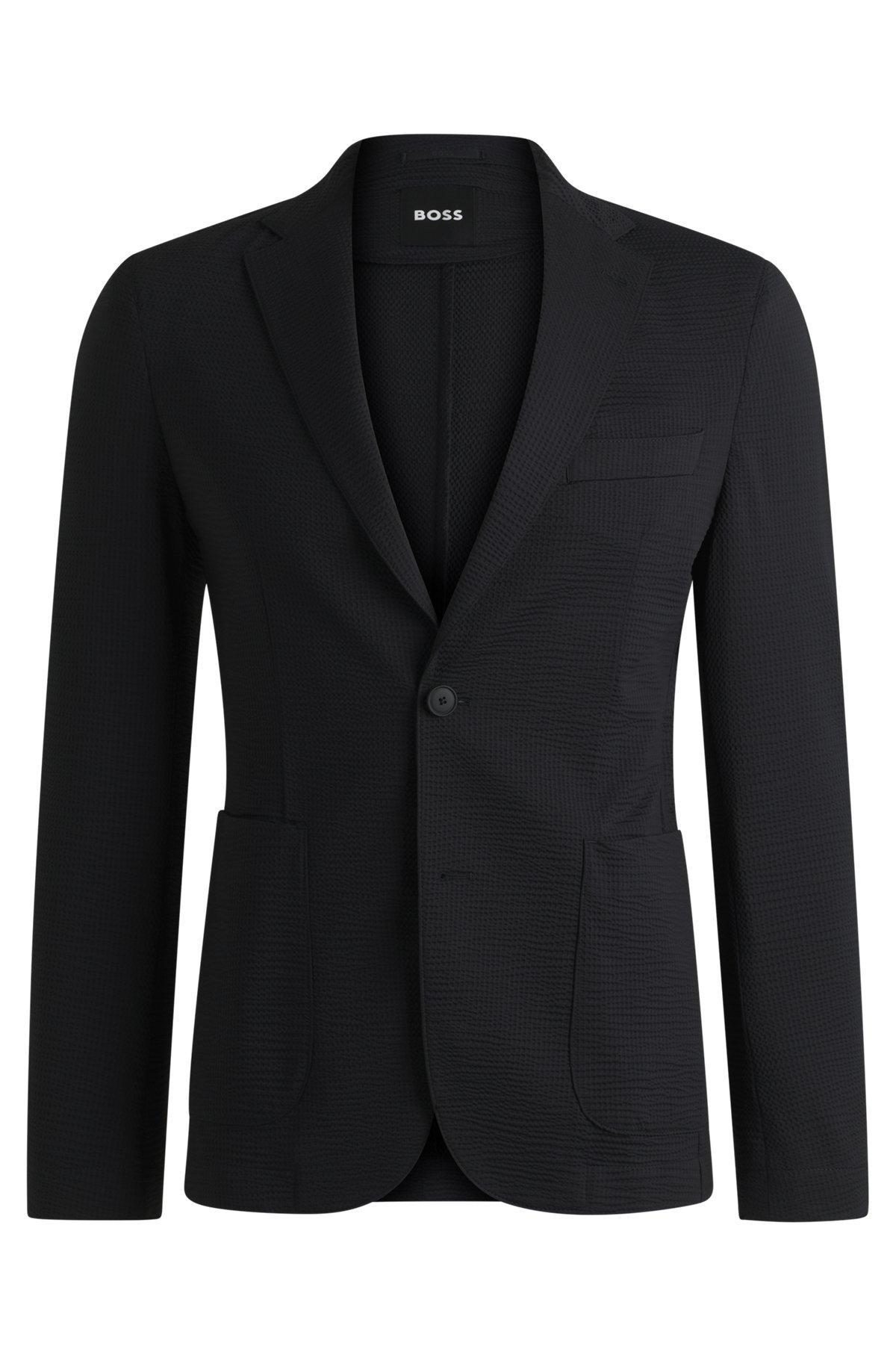 Slim-fit suit jacket in stretch seersucker Product Image