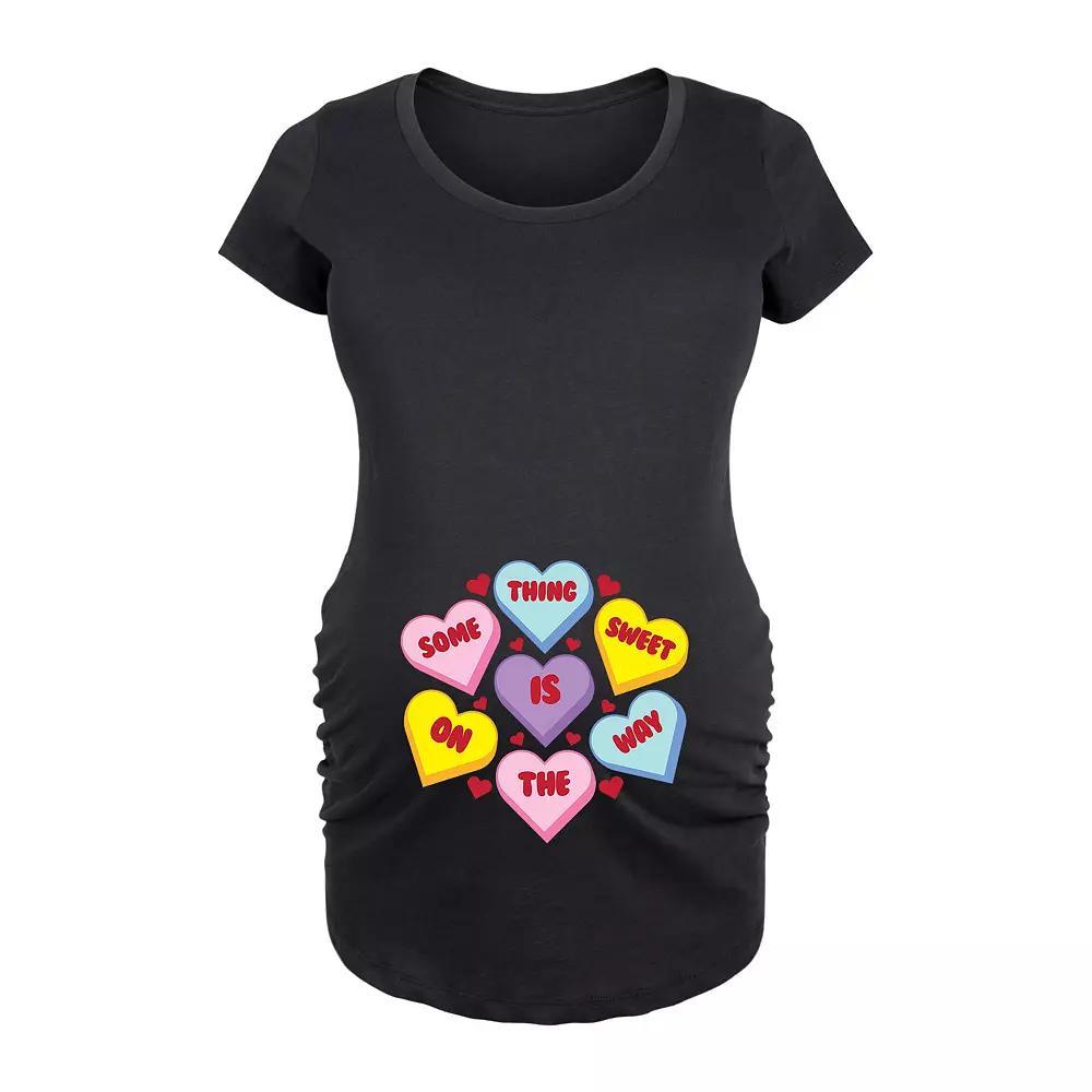 Maternity Something Sweet Candy Hearts Graphic Tee, Women's, Size: XL-Mat, Black Product Image