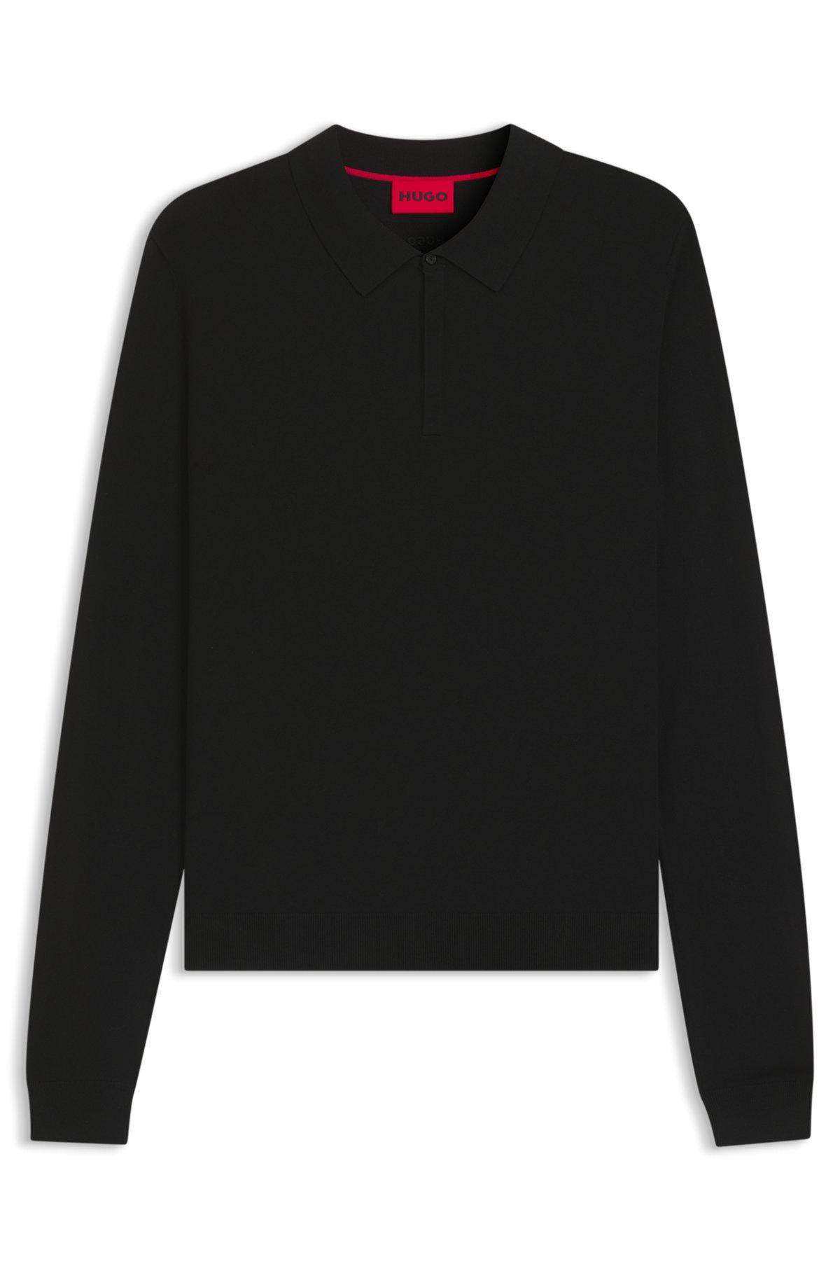 HUGO - Regular-fit knit jacket with zip front - Black Product Image