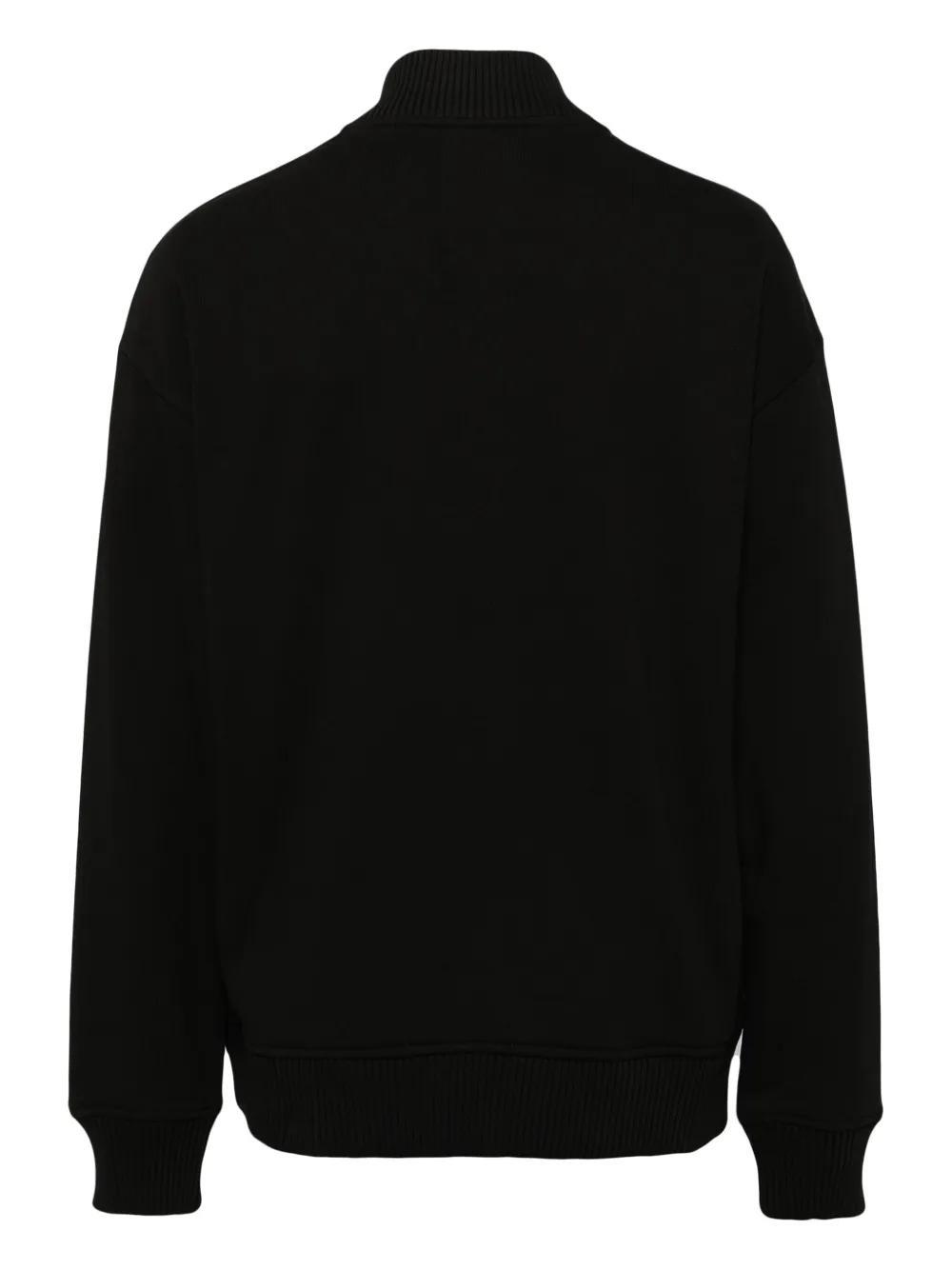 HUGO BOSS Logo-print Zip-neck Sweatshirt In Cotton Terry In Black Product Image