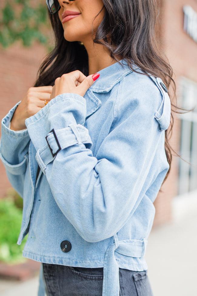 Invest In Me Denim Crop Trench Coat FINAL SALE Product Image