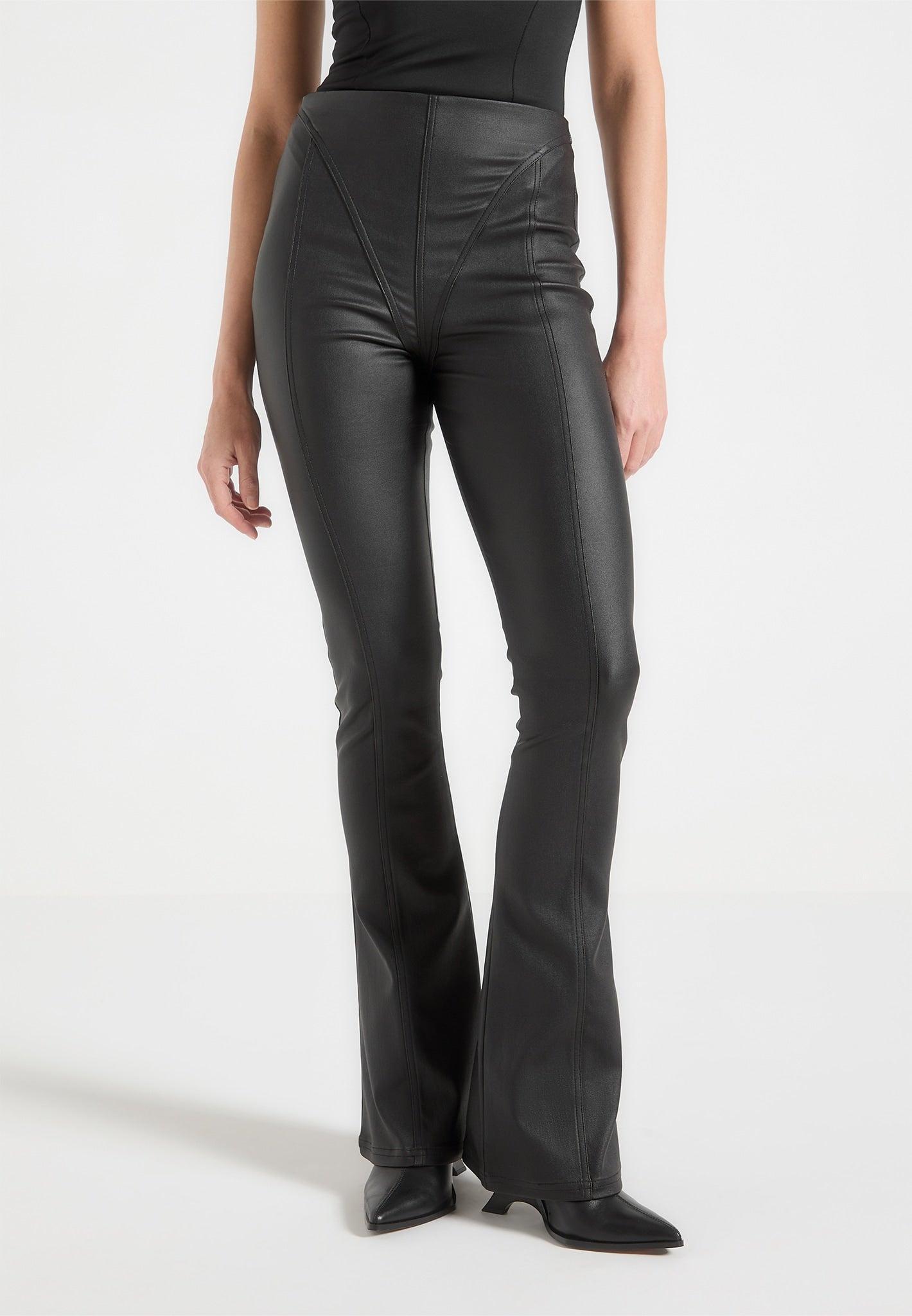 Wax Effect Fit and Flare Leggings - Black Female Product Image