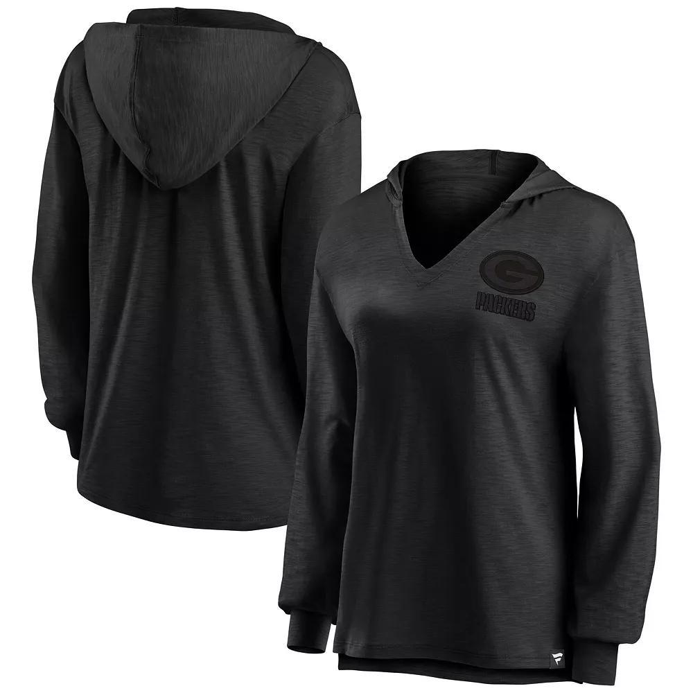Women's Fanatics   Pittsburgh Steelers Blackout Slub Hoodie V-Neck Long Sleeve T-Shirt, Size: Large Product Image