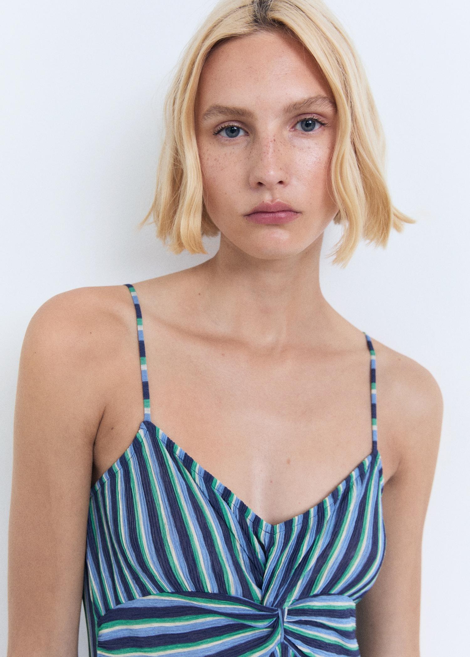 Striped gathered dress - Women | MANGO USA Product Image