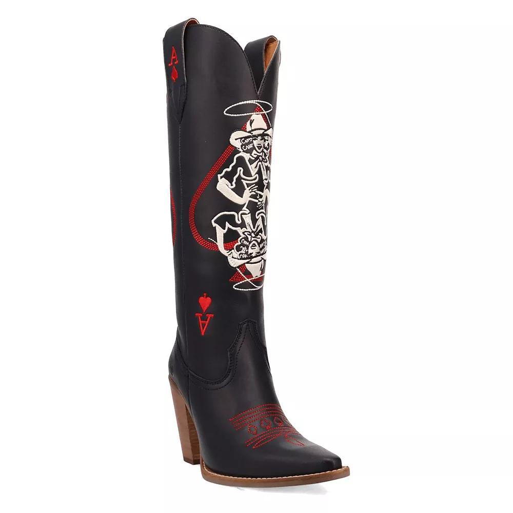 Dingo Ace Of Spades Women's Leather Boots, Size: 7.5, Black Product Image