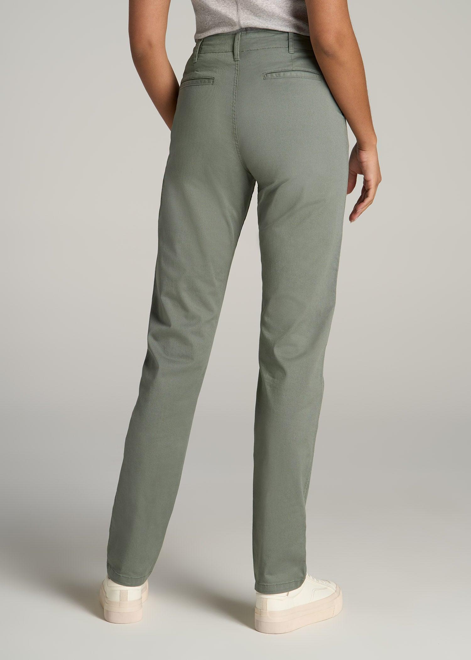 High Rise Tapered Chino Pants for Tall Women in Wreath Green Product Image