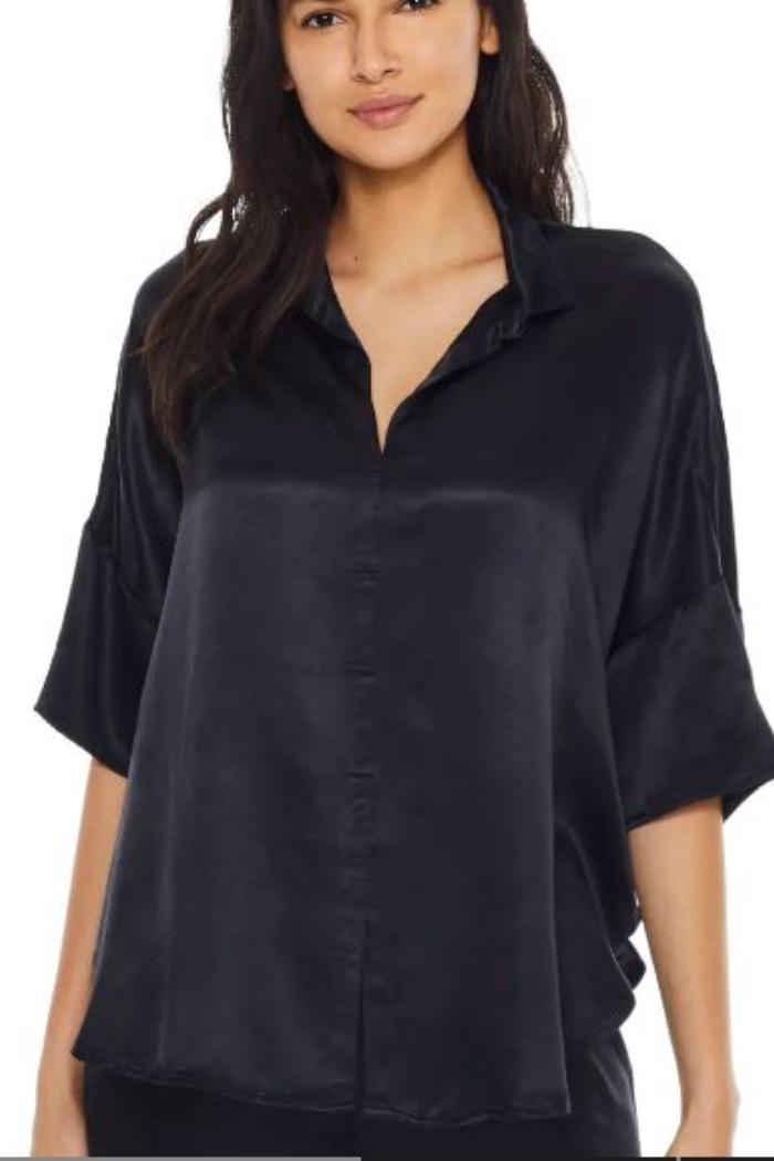 Fran Satin Top With Collar Product Image