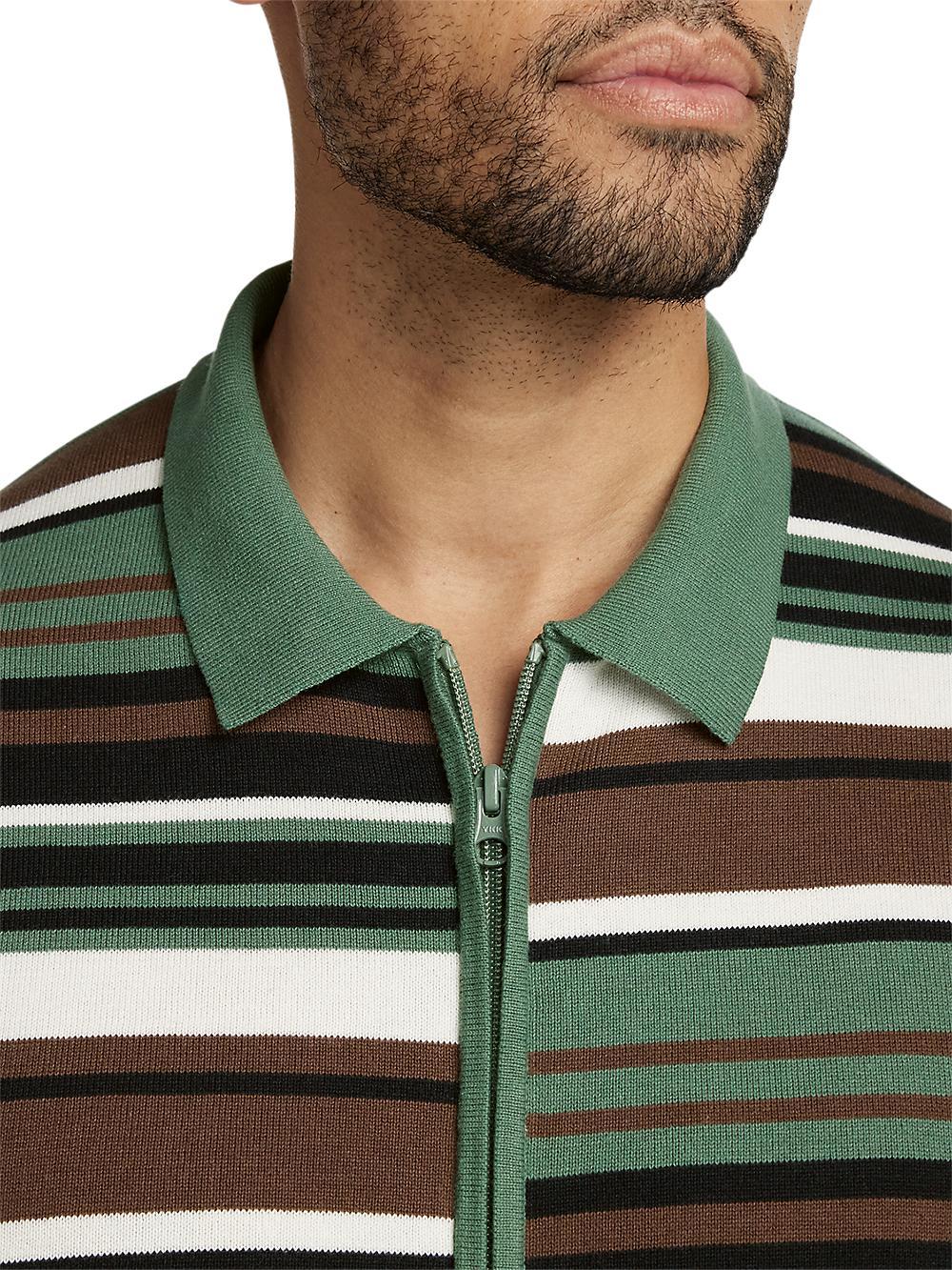 Cotton Full Zip Polo - Olive Product Image