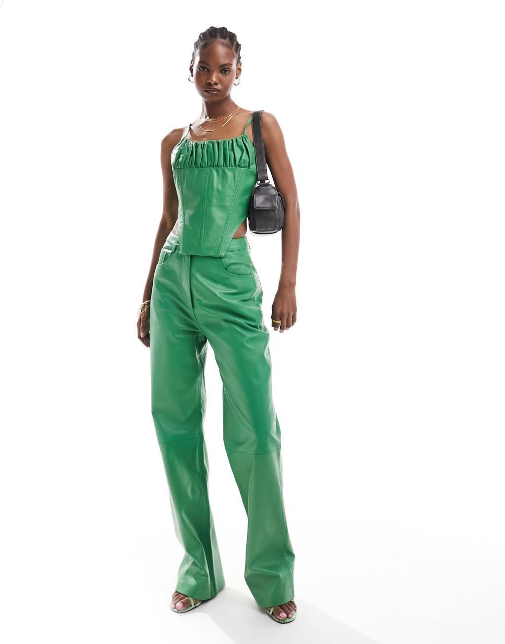Muubaa fitted leather corset top Product Image
