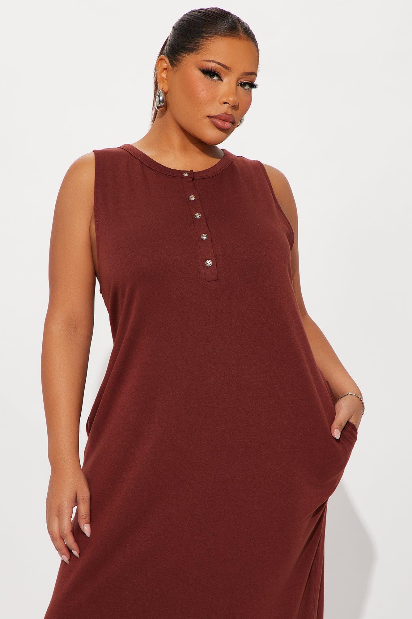 Dawn Button Up Maxi Dress  - Brown Product Image
