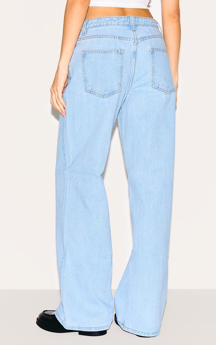 Light Blue Wash Low Rise Wide Leg Jeans Product Image