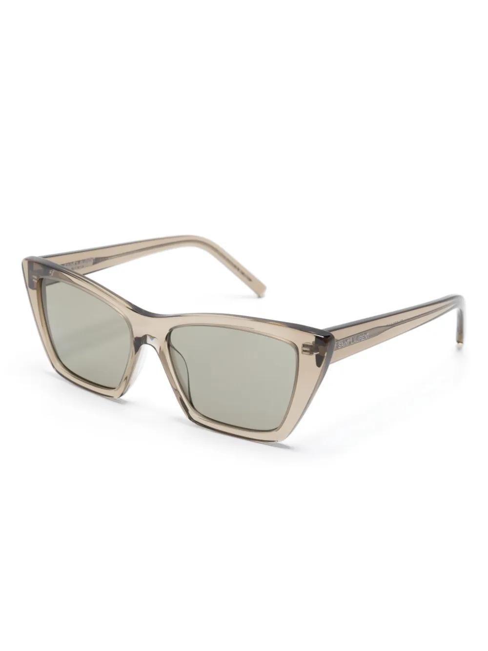 SAINT LAURENT Logo-lettering Cat-eye Sunglasses In Brown Product Image