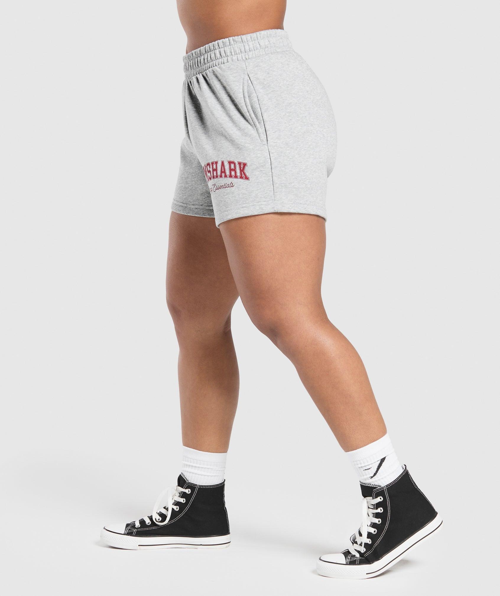 Gymshark Lifting Essentials Graphic Brushed 4' Shorts - Light Grey Core Marl Female Product Image
