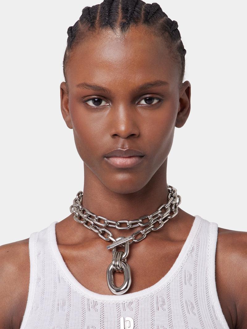 Silver DOUBLE XL Link Necklace With Pendant Product Image