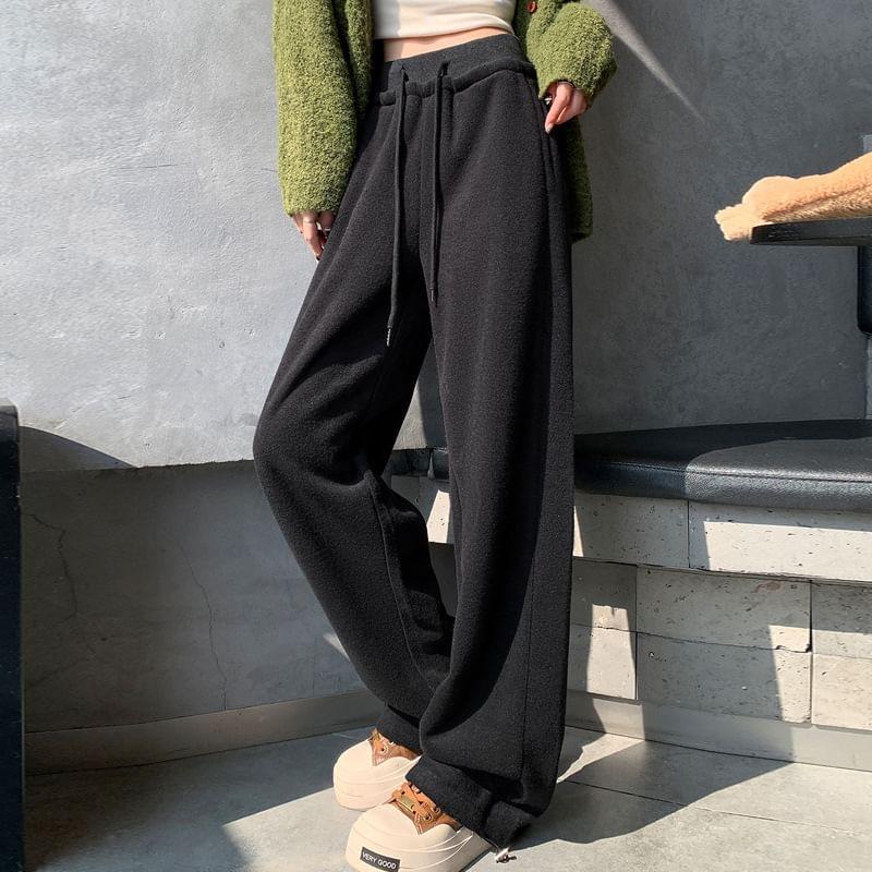 High Waist Plain Wide Leg Pants Product Image