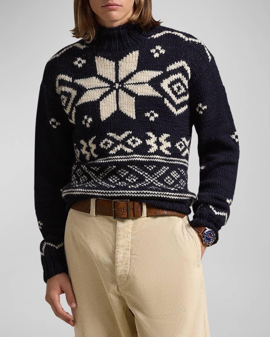 Mens Snowflake Wool Turtleneck Sweater Product Image