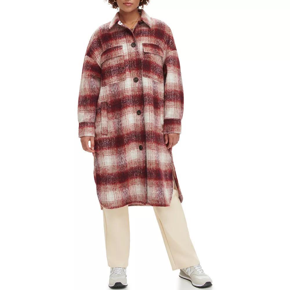 Women's Levi's® Faux Sherpa Lined Long Coat, Size: XL, Red Plaid Product Image