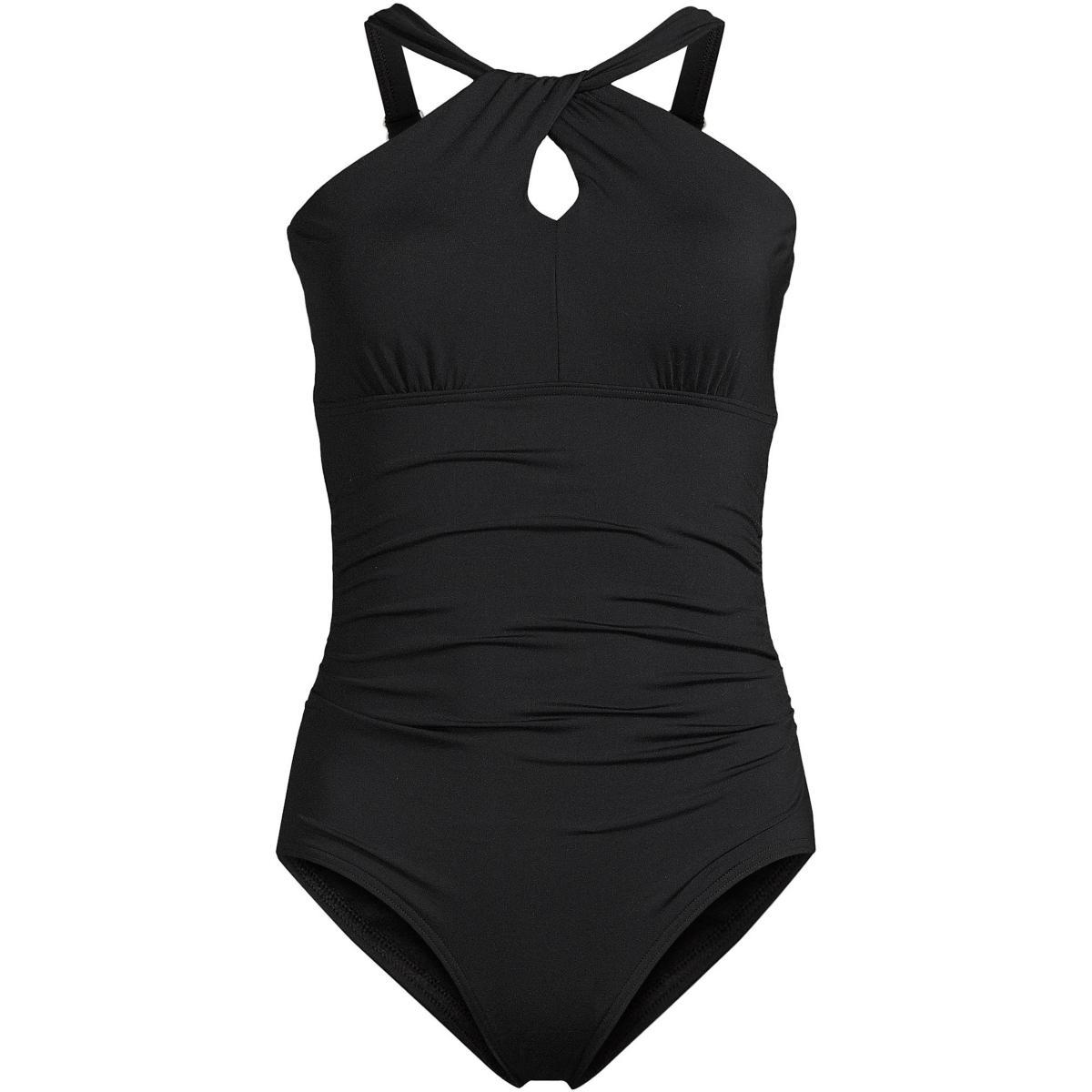 Women's Lands' End Chlorine Resistant Multi Way One-Piece Swimsuit, Size: Large, Black Product Image