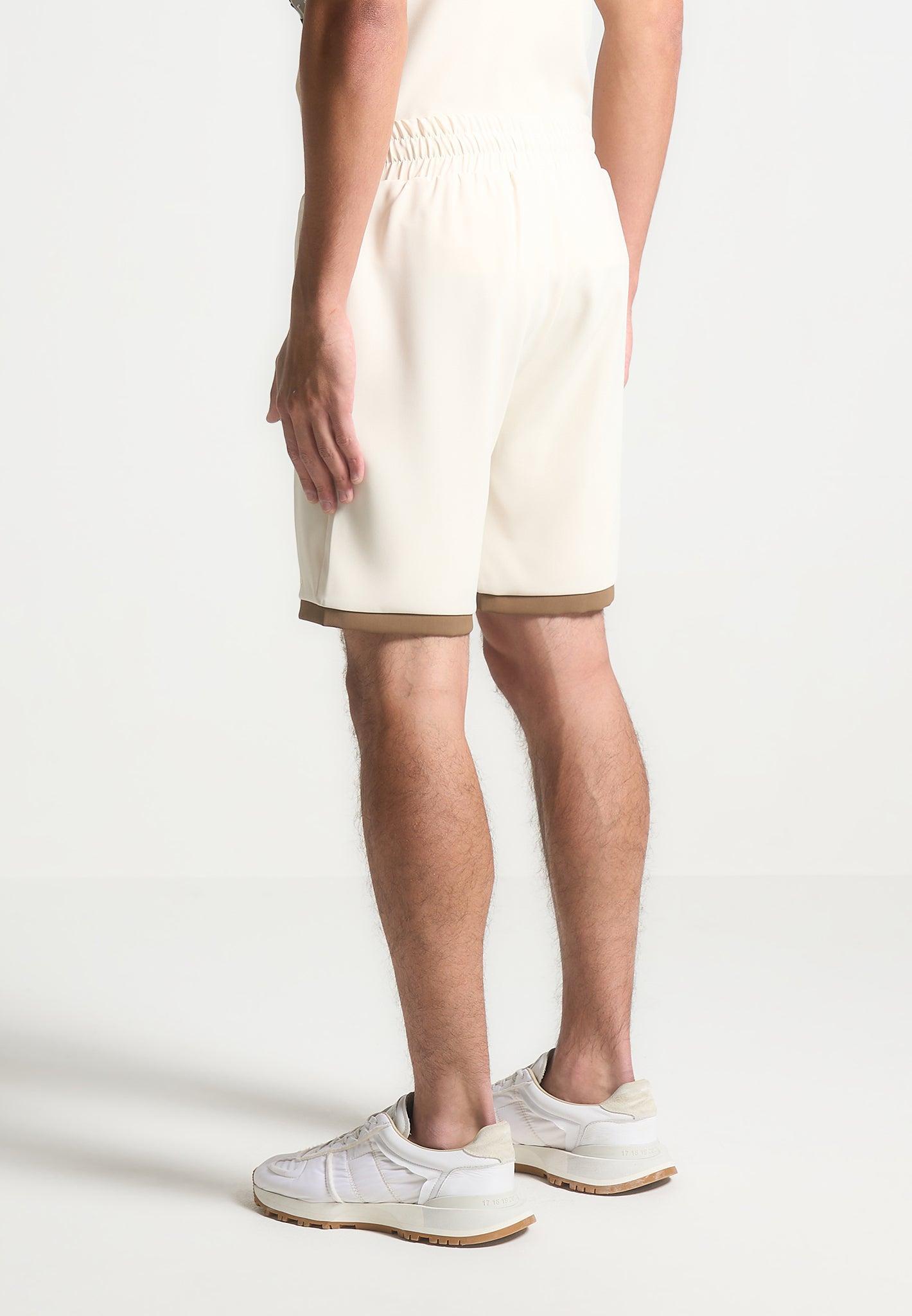 Colour Block Shorts - Cream/Brown Male Product Image