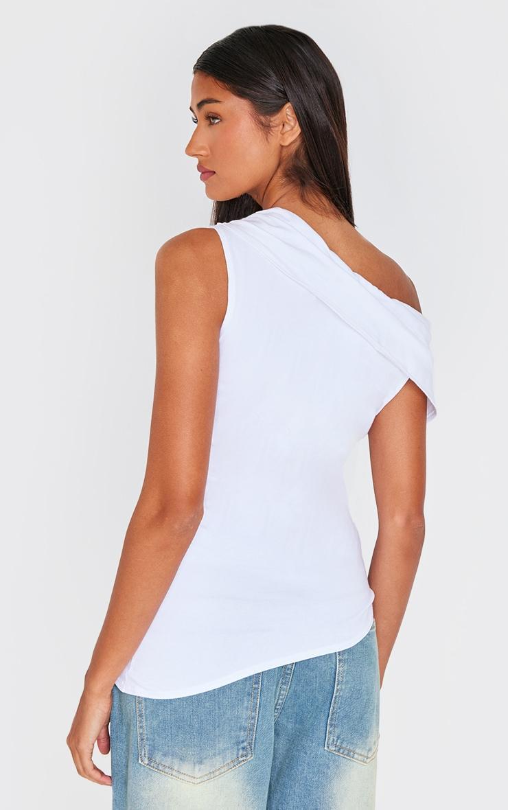 Cream Fold Over Cotton Asymmetric Hem Long Top Product Image
