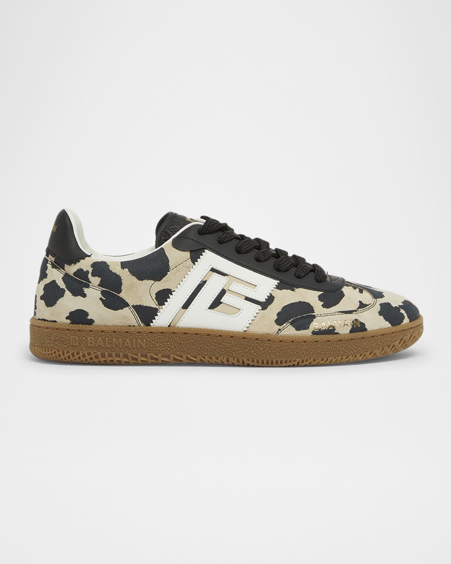 Swan Snow Leopard-Print Suede Low-Top Sneakers Product Image