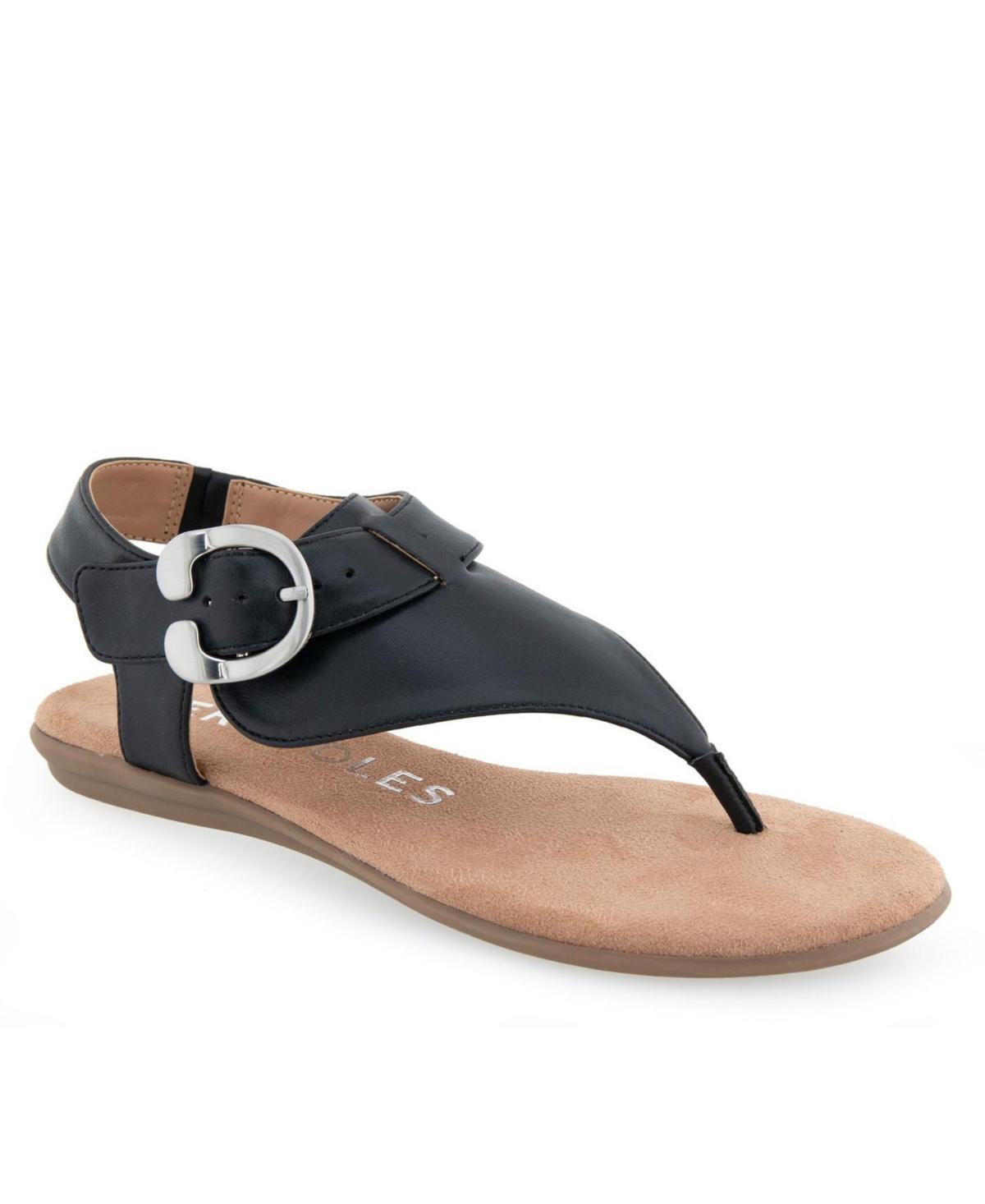 Aerosoles Isa Women's Flat Thong Sandals, Size: 8 Medium, Black Snake Patent Pu Product Image