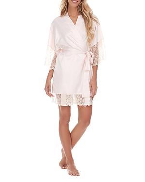 Flora Nikrooz Gabby Silky Satin 34 Sleeve Coordinating Kimono Wrap Robe Product Image