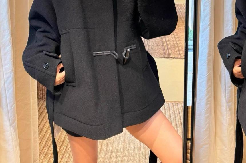 Stand Collar Plain Toggle Coat Product Image