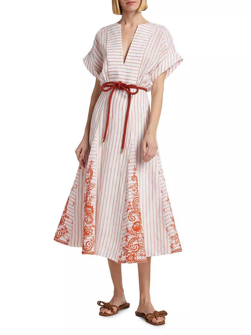 Casandra Stripe Self-Tie Midi-Dress Product Image