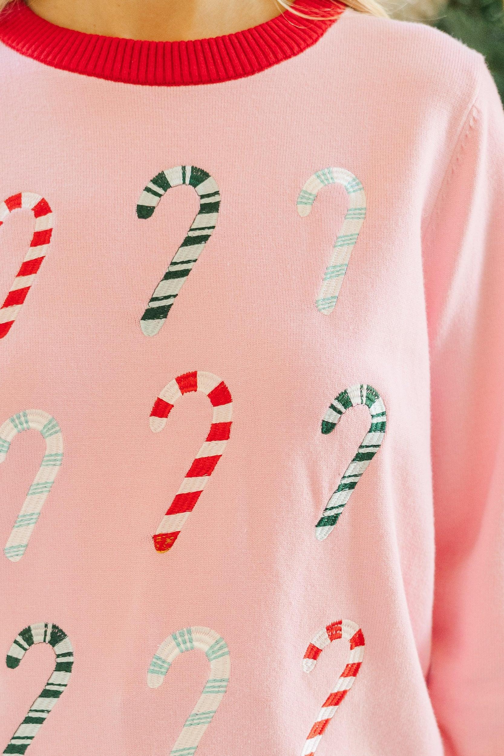 Sweet Days Pink Candy Cane Novelty Sweater Female Product Image