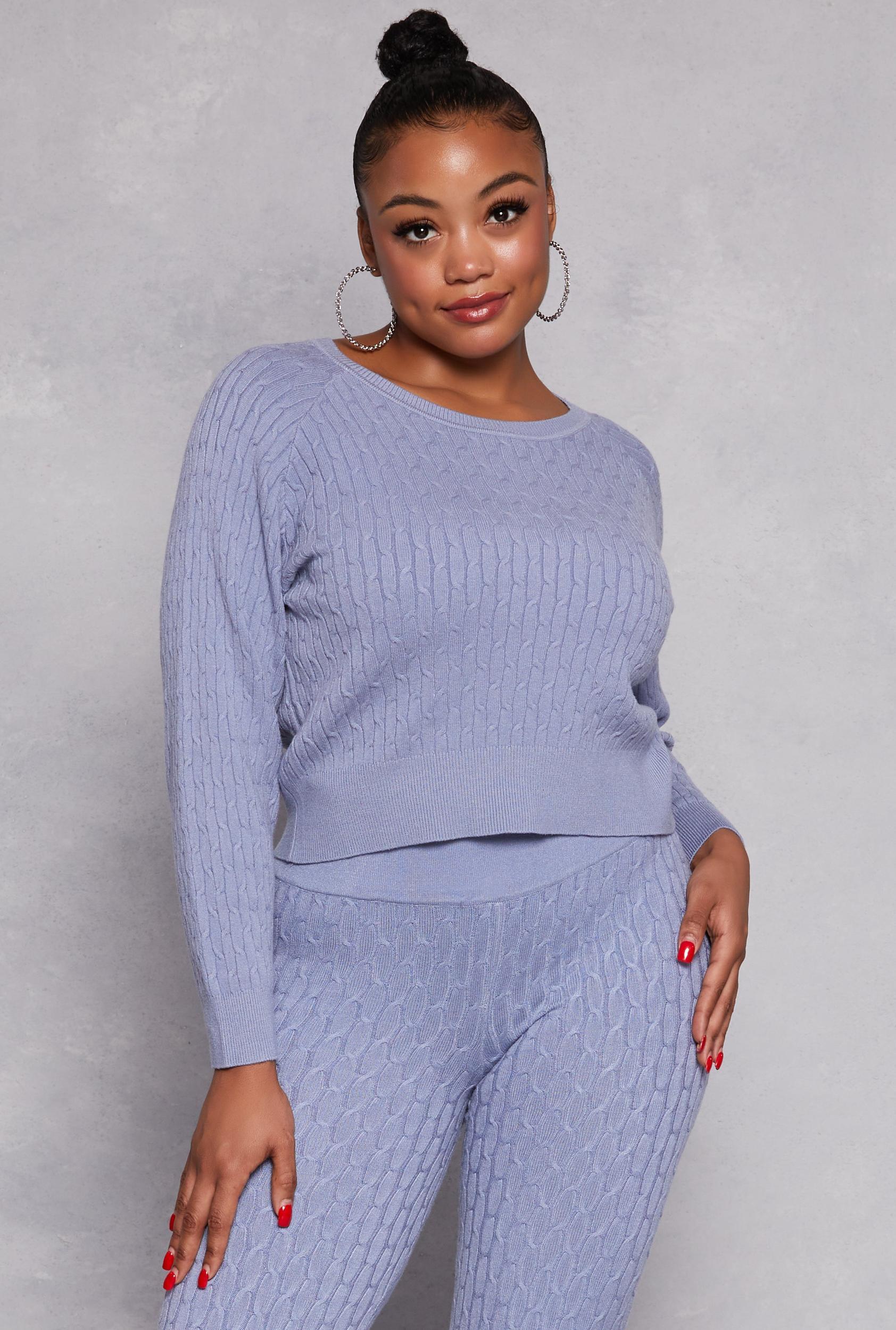 Womens Plus Size Daisy Cable Knit Sweater Product Image