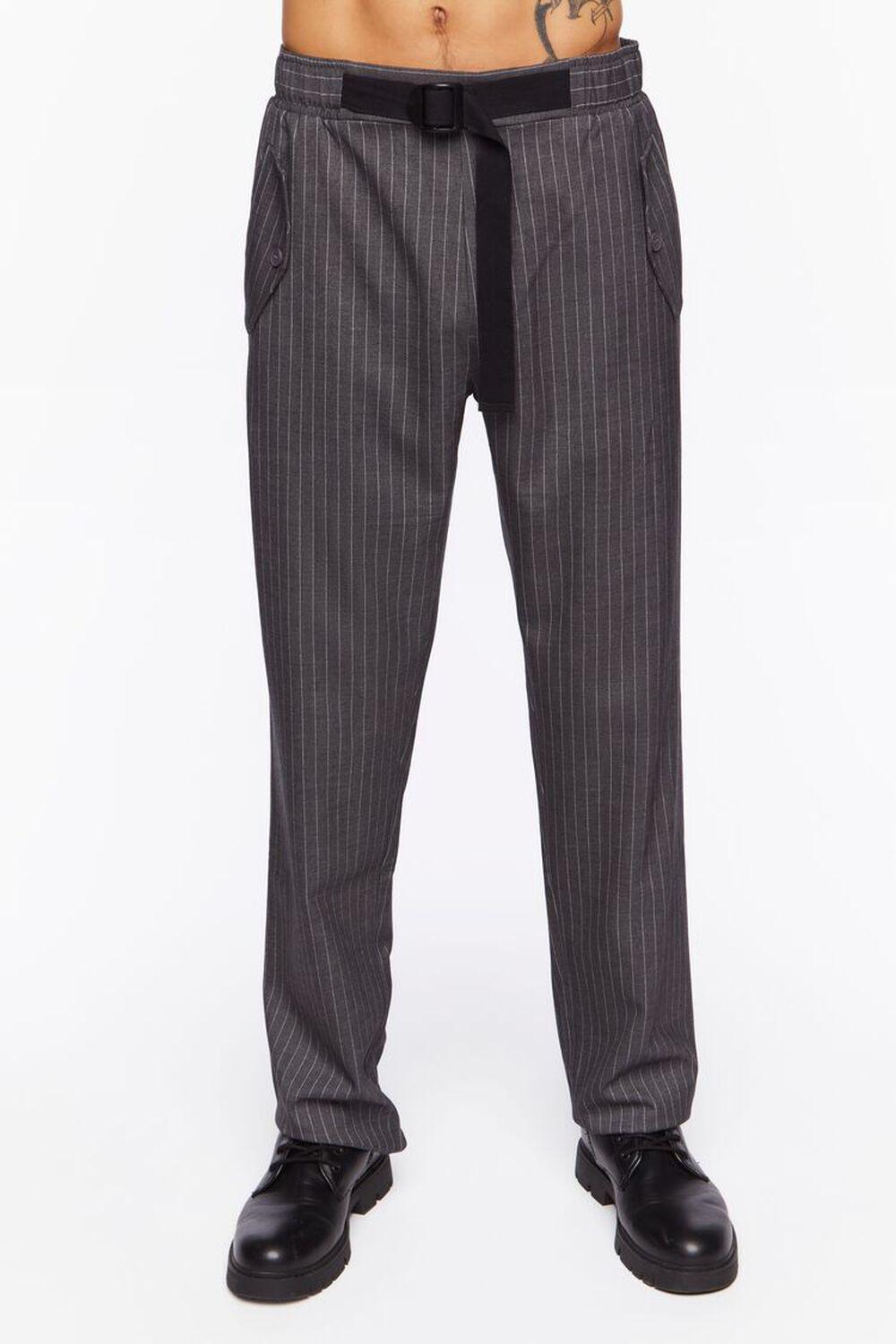Pinstriped Belted Trousers | Forever 21 Product Image