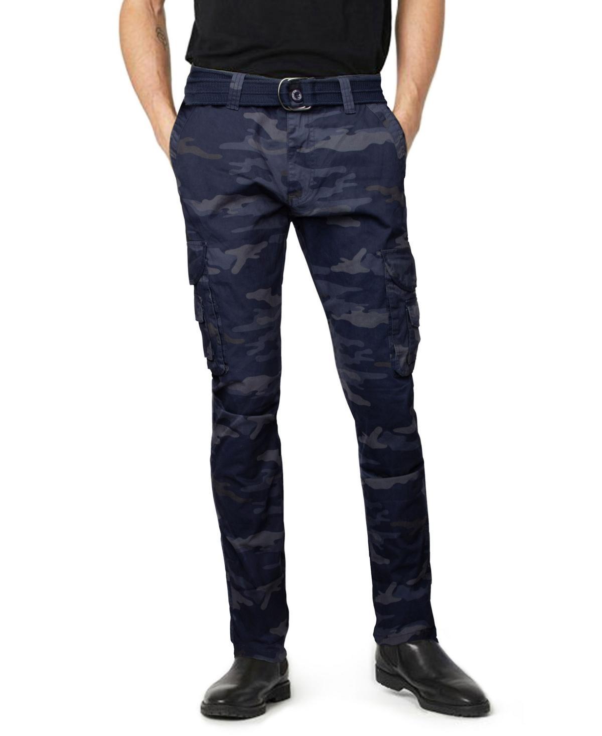 Mens Xray Slim-Fit Belted Cargo Pants Green Product Image