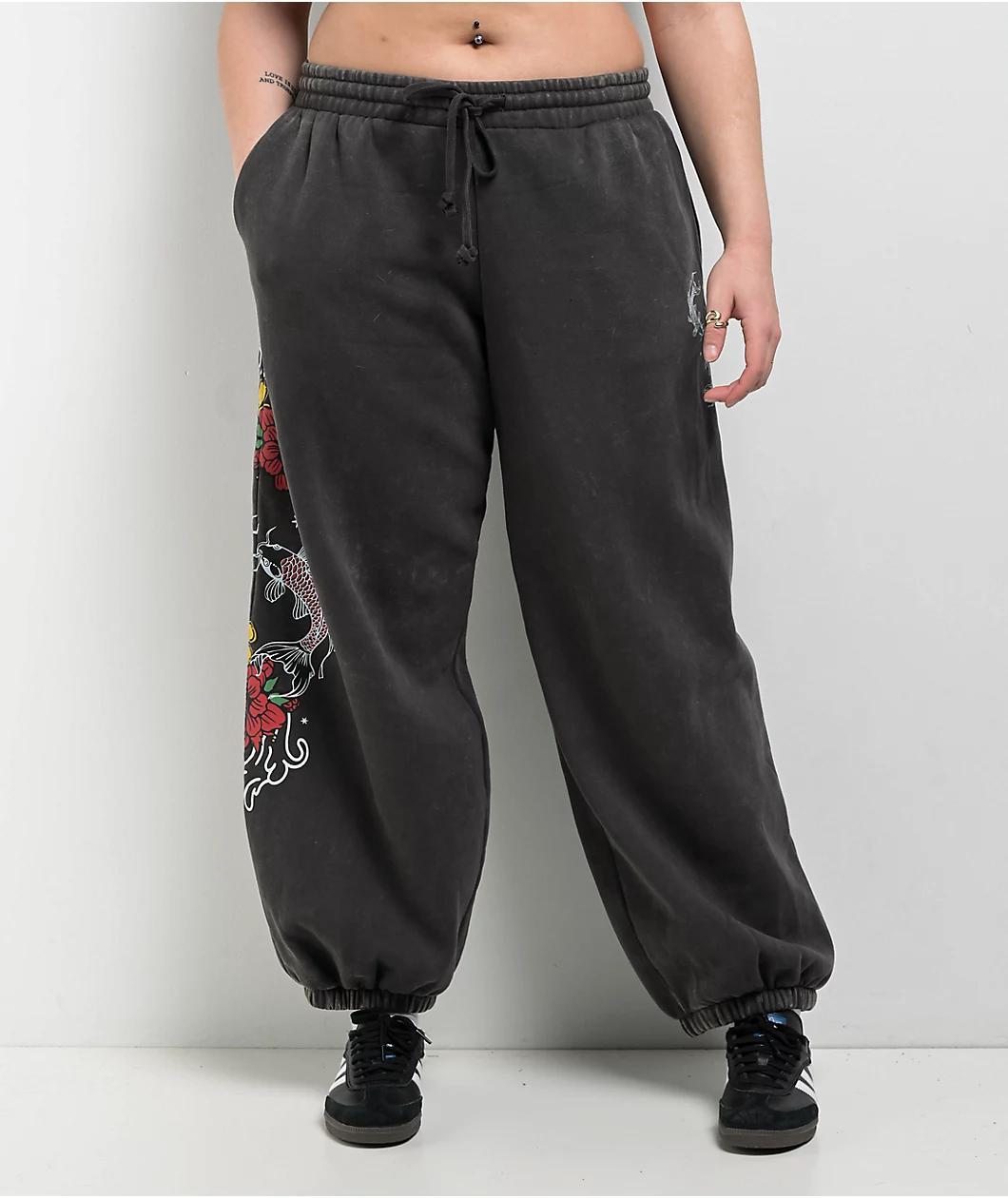 Ninth Hall Kyra Black Mineral Wash Oversized Sweatpants Product Image