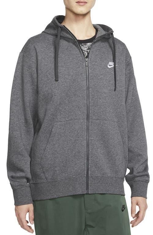 Big & Tall Nike Sportswear Club Fleece Full-Zip Hoodie, Men's, Size: 4XL, Grey Heather Product Image