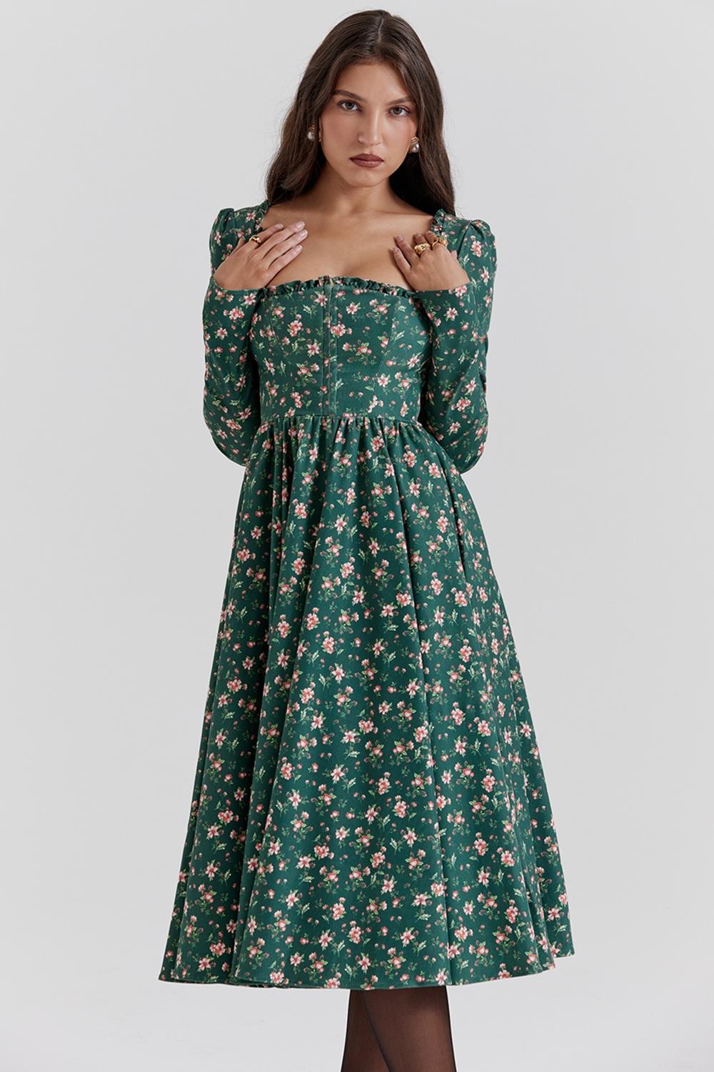 Delia Green Floral Print Midi Dress Product Image