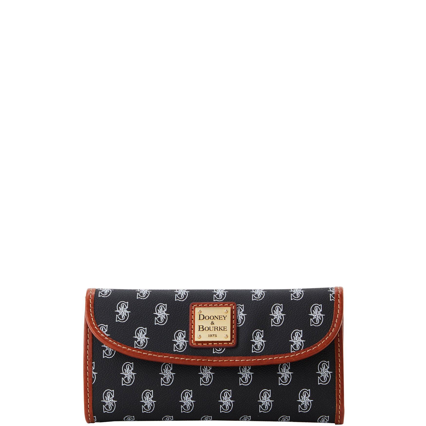 Dooney & Bourke Womens MLB Mariners Continental Coated Cotton Clutch Bag in Black Product Image
