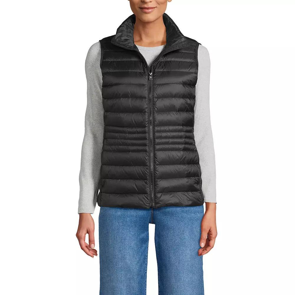 Women's Tall Lands' End Wanderweight Down Packable Puffer Vest, Size: Large Tall, Black Product Image