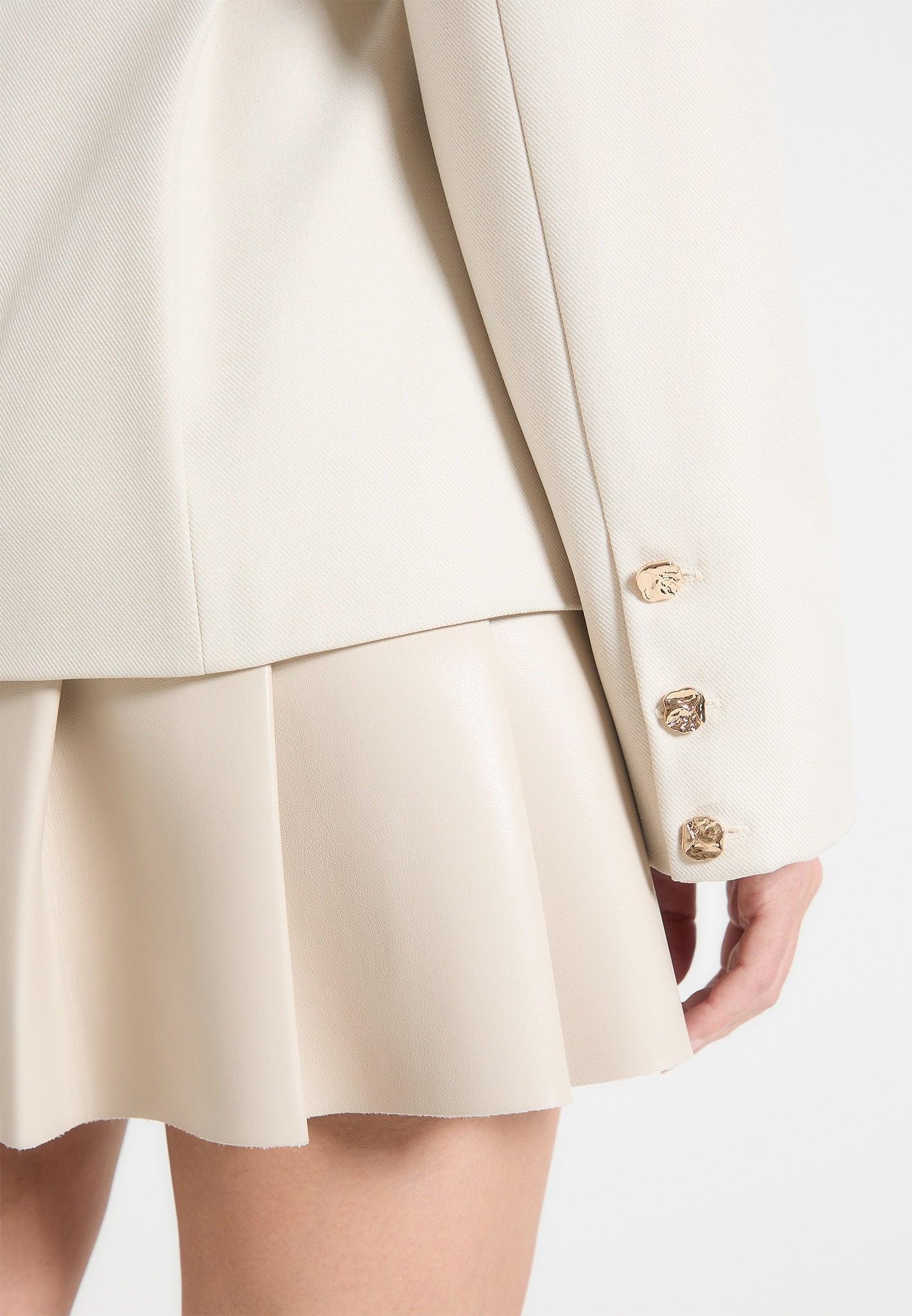 Tailored Cinch Blazer Dress with Pleats - Beige Female Product Image